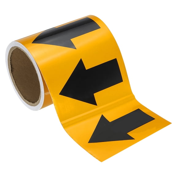 Uxcell Directional Pipe Flow Arrow Adhesive Tape 5-8/9"x33' Pipe Identification Marking Labels Black/Yellow