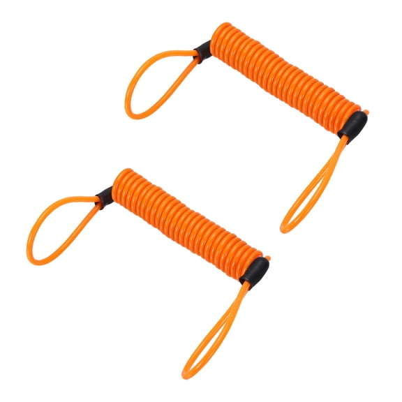 Uxcell Disc Lock Reminder Cable (4.8ft, Orange)(2 Pcs) Anti Theft Security Spring Reminder Coil Cables Steel Motorcycle Reminder Rope Wire, Suit for - Motorcycle/Helmet/Scooter/Baggage