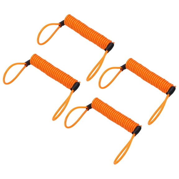 Uxcell Disc Lock Reminder Cable (4.8ft, Orange)(4 Pcs) Anti Theft Security Spring Reminder Coil Cables Steel Motorcycle Reminder Rope Wire, Suit for - Motorcycle/Helmet/Scooter/Baggage