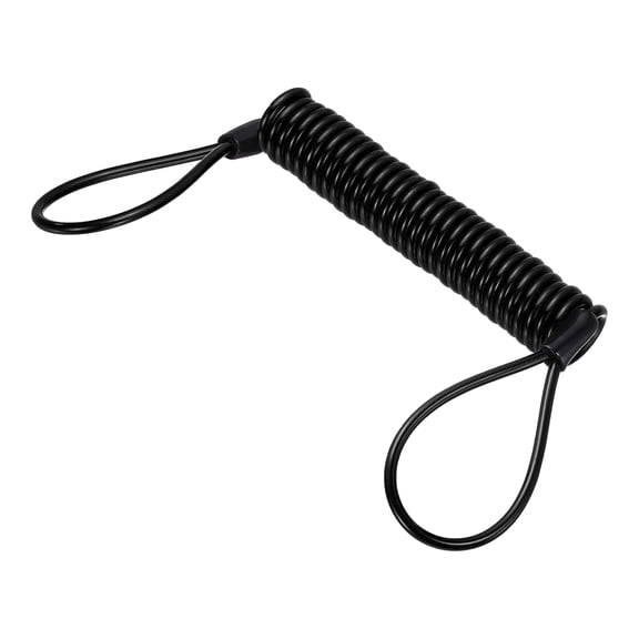 Uxcell Disc Lock Reminder Cable (6.4ft, Black)(1 Pcs) Anti Theft Security Spring Reminder Coil Cables Steel Motorcycle Reminder Rope Wire, Suit for - Motorcycle/Helmet/Scooter/Baggage