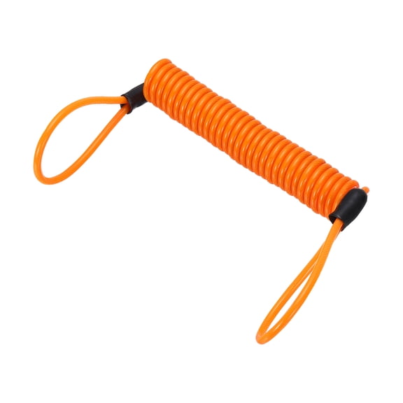 Uxcell Disc Lock Reminder Cable (6.4ft, Orange)(1 Pcs) Anti Theft Security Spring Reminder Coil Cables Steel Motorcycle Reminder Rope Wire, Suit for - Motorcycle/Helmet/Scooter/Baggage