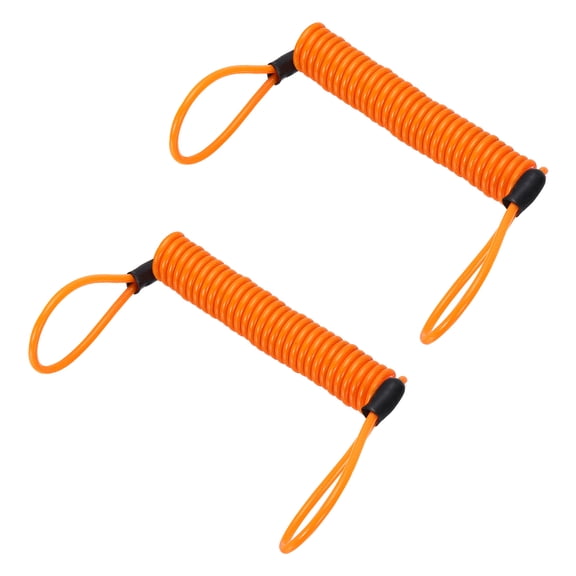 Uxcell Disc Lock Reminder Cable (6.4ft, Orange)(2 Pcs) Anti Theft Security Spring Reminder Coil Cables Steel Motorcycle Reminder Rope Wire, Suit for - Motorcycle/Helmet/Scooter/Baggage