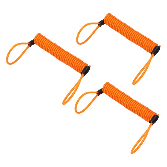 Uxcell Disc Lock Reminder Cable (6.4ft, Orange)(3 Pcs) Anti Theft Security Spring Reminder Coil Cables Steel Motorcycle Reminder Rope Wire, Suit for - Motorcycle/Helmet/Scooter/Baggage