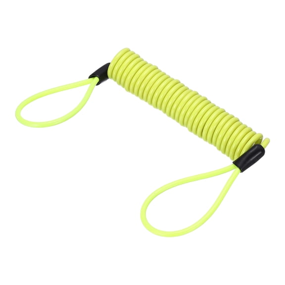 Uxcell Disc Lock Reminder Cable (6.4ft, Yellow)(1 Pcs) Anti Theft Security Spring Reminder Coil Cables Steel Motorcycle Reminder Rope Wire, Suit for - Motorcycle/Helmet/Scooter/Baggage
