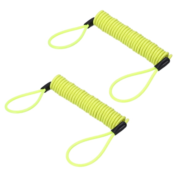 Uxcell Disc Lock Reminder Cable (6.4ft, Yellow)(2 Pcs) Anti Theft Security Spring Reminder Coil Cables Steel Motorcycle Reminder Rope Wire, Suit for - Motorcycle/Helmet/Scooter/Baggage