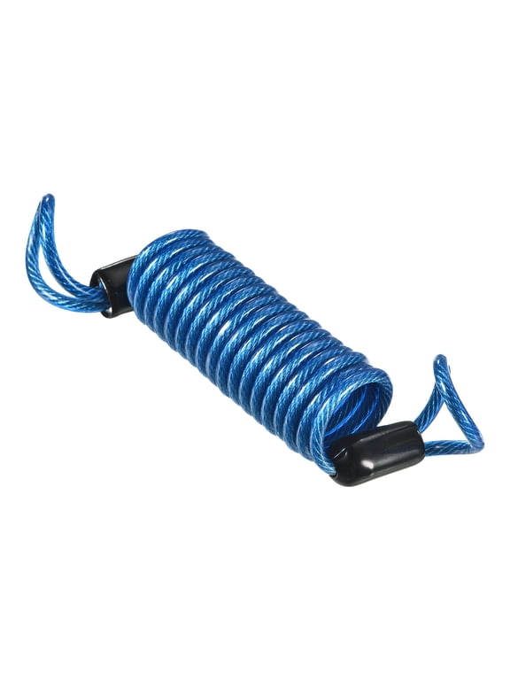 Disc Security Steel Cable Lock Safety Cable Flexible Wire Rope Luggage Lock 3.3feet 2.5mm Vinyl Coated Braided Steel Blue