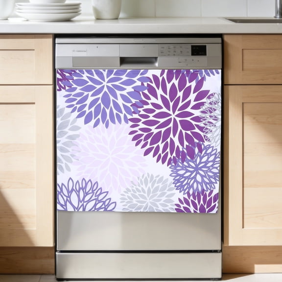Uxcell Dishwasher Cover, 19 x 24 Inch Hook & Loop Dishwasher Decorative Cover Door Front Washers Fridge Panel Decal Sticker for Home Kitchen Appliance, Purple-Gray