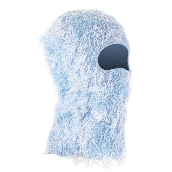 Uxcell Fuzzy Distressed Balaclava Ski Mask Camo Knitted Full Face Cover for Skiing Motorcycle Riding Blue White