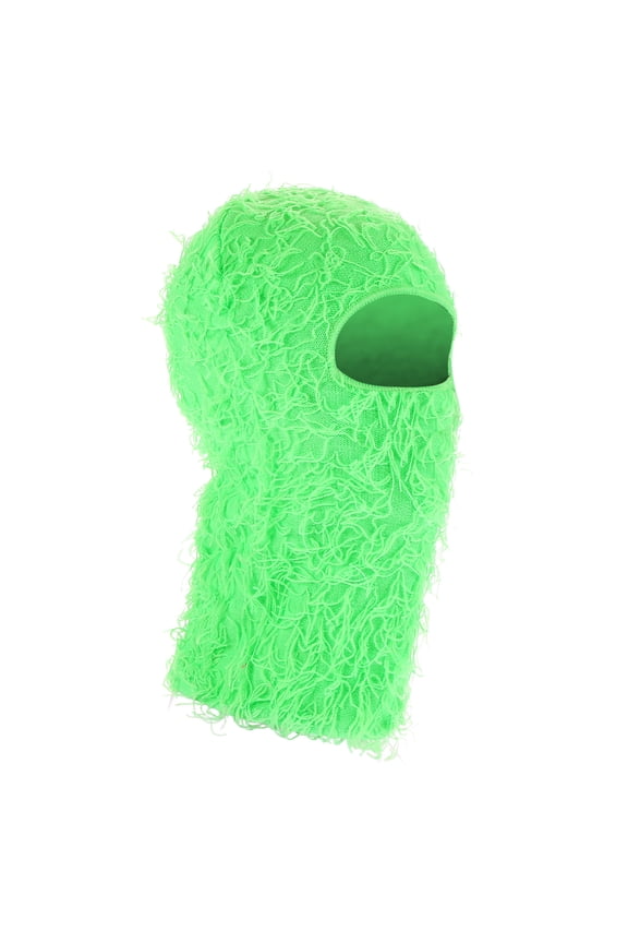 Distressed Balaclava Ski Mask Camo Knitted Full Face Cover Fluorescent Green