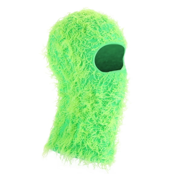 Uxcell Fuzzy Distressed Balaclava Ski Mask Camo Knitted Full Face Cover for Skiing Motorcycle Riding Green Yellow