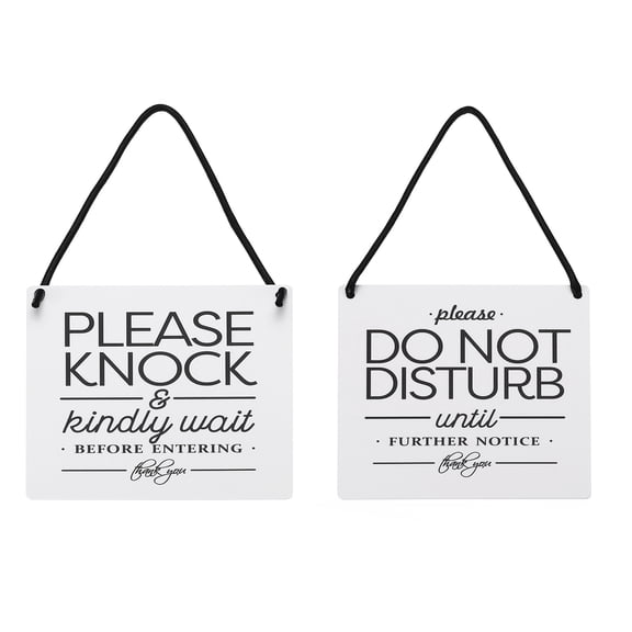 Uxcell Do Not Disturb and Please Knock Door Hanger Sign, White, 6" x 6"