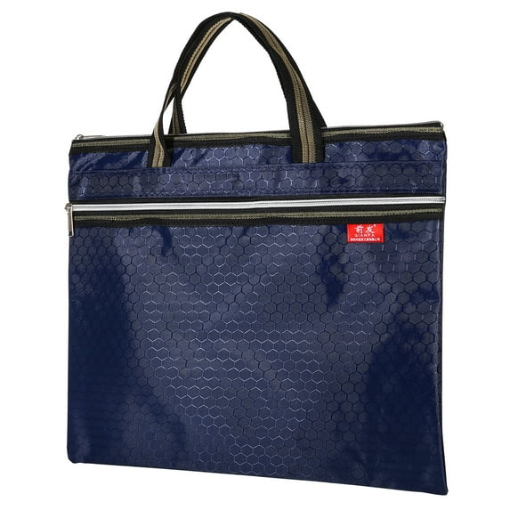Uxcell Documents Books Tools Storage Pouch Waterproof Zipper File Bag, Navy Blue