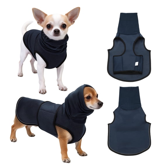 Uxcell Dog Anxiety Calming Hoodie, Breathable Dog Anxiety Jacket Vest Coat Adjustable Pet Hoodie with Hood, Keep Pet Calm, M,(Dark Blue), Intended for Thunder/Fireworks/Separation