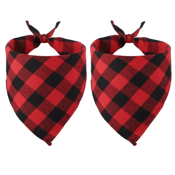 Uxcell Dog Bandana, 20 x 13 in Cat Scarf Buffalo Plaid Printing Triangle Handkerchief Accessories Adjustable Bibs Washable, (Red), Intended for Small Medium, Large Pet / Puppies