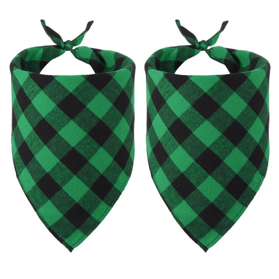 Uxcell Dog Bandana, 30 x 20 in Cat Scarf Buffalo Plaid Printing Triangle Handkerchief Accessories Adjustable Bibs Washable, (Green), Intended for Small Medium, Large Pet / Puppies