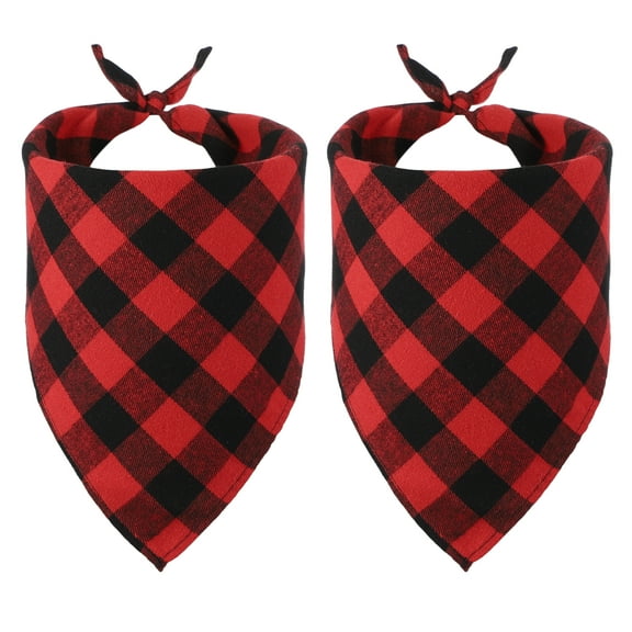 Uxcell Dog Bandana, 30 x 20 in Cat Scarf Buffalo Plaid Printing Triangle Handkerchief Accessories Adjustable Bibs Washable, (Red), Intended for Small Medium, Large Pet / Puppies