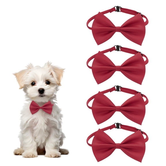 Uxcell Dog Bow Tie Adjustable Pet Collar Quick Release Buckle 4Pcs Burgundy for Wedding Birthdays Party Gift