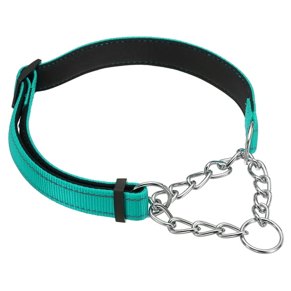 Uxcell Dog Chain Collars, No Pull Dog Collar Adjustable Reflective Nylon with Alloy Steel Chain, (L-24 Inch, Light Green)