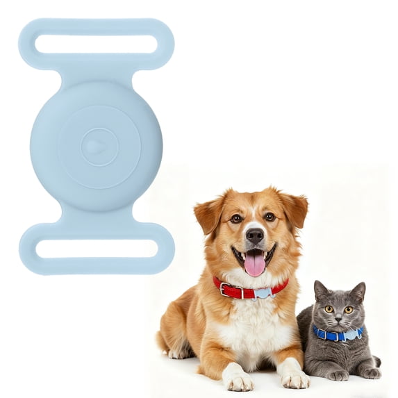Uxcell Dog Collar Tag, Dog Tracker Holder Silicone Tag Protective Case Waterproof Cat Collar Holder, (Light Blue), Intended for Pet Puppies Kittens Tracking Accessories