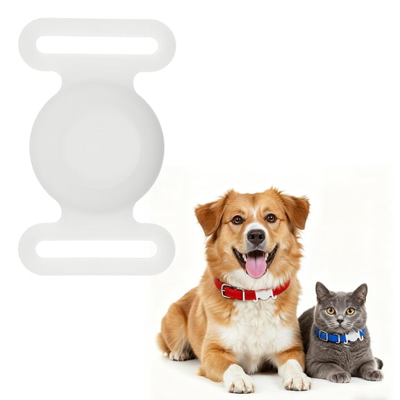 Uxcell Dog Collar Tag, Dog Tracker Holder Silicone Tag Protective Case Waterproof Cat Collar Holder, (Luminous White), Intended for Pet Puppies Kittens Tracking Accessories