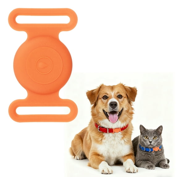 Uxcell Dog Collar Tag, Dog Tracker Holder Silicone Tag Protective Case Waterproof Cat Collar Holder, (Orange), Intended for Pet Puppies Kittens Tracking Accessories