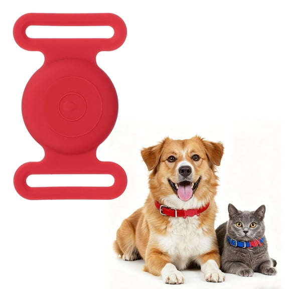 Uxcell Dog Collar Tag, Dog Tracker Holder Silicone Tag Protective Case Waterproof Cat Collar Holder, (Red), Intended for Pet Puppies Kittens Tracking Accessories