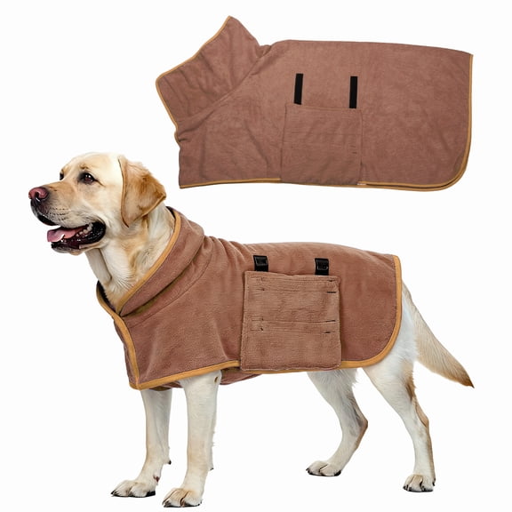 Uxcell Dog Drying Coat, Dog Robes for After Bath Bathrobe Super Absorbent Towel Soft Adjustable, (XL, Brown), Intended for Fast Drying Warm Keeping Pet Cats Kitten Puppies