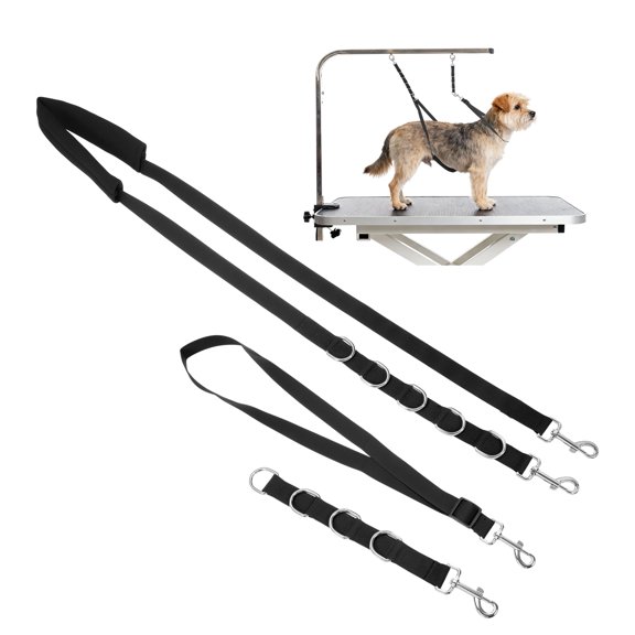 Uxcell Dog Grooming Belly Strap, Pet Grooming Loops Grooming Harness Table Arm Extender with D-Rings Restraint Leash (Black, 3 Pcs), for Small Medium Dogs Hair Cutting Washing