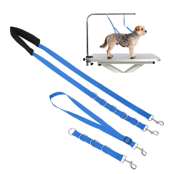 Uxcell Dog Grooming Belly Strap, Pet Grooming Loops Grooming Harness Table Arm Extender with D-Rings Restraint Leash (Blue, 3 Pcs), for Small Medium Dogs Hair Cutting Washing