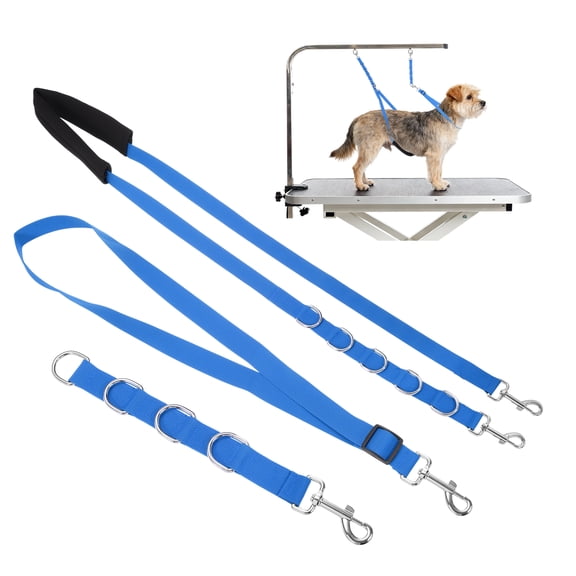 Uxcell Dog Grooming Belly Strap, Pet Grooming Loops Grooming Harness Table Arm Extender with D-Rings Restraint Leash (Blue, 3 Pcs), for Small Medium Dogs Hair Cutting Washing