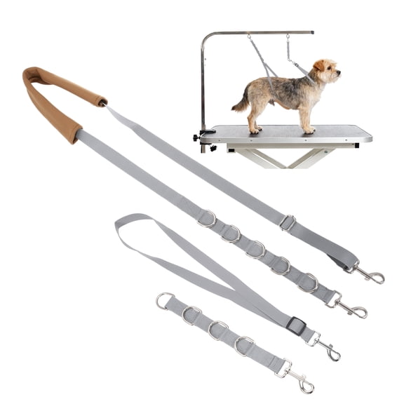 Uxcell Dog Grooming Belly Strap, Pet Grooming Loops Grooming Harness Table Arm Extender with D-Rings Restraint Leash (Gray, 3 Pcs), for Small Medium Dogs Hair Cutting Washing