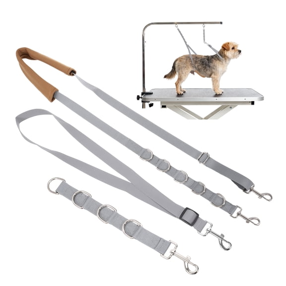 Uxcell Dog Grooming Belly Strap, Pet Grooming Loops Grooming Harness Table Arm Extender with D-Rings Restraint Leash (Gray, 3 Pcs), for Small Medium Dogs Hair Cutting Washing