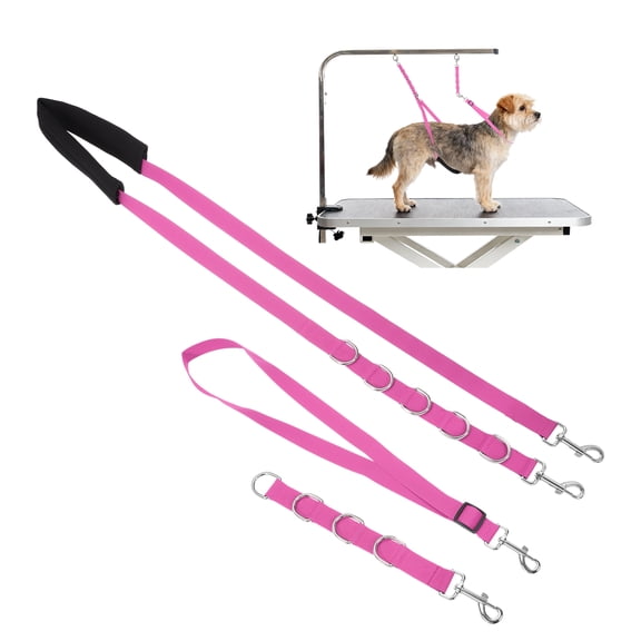 Uxcell Dog Grooming Belly Strap, Pet Grooming Loops Grooming Harness Table Arm Extender with D-Rings Restraint Leash (Magenta, 3 Pcs), for Small Medium Dogs Hair Cutting Washing