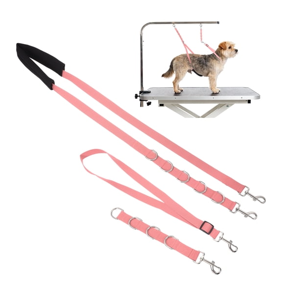 Uxcell Dog Grooming Belly Strap, Pet Grooming Loops Grooming Harness Table Arm Extender with D-Rings Restraint Leash (Pink, 3 Pcs), for Small Medium Dogs Hair Cutting Washing