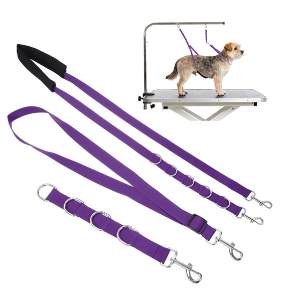 Uxcell Dog Grooming Belly Strap, Pet Grooming Loops Grooming Harness Table Arm Extender with D-Rings Restraint Leash (Purple, 3 Pcs), for Small Medium Dogs Hair Cutting Washing