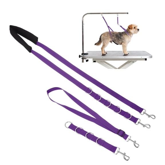 Uxcell Dog Grooming Belly Strap, Pet Grooming Loops Grooming Harness Table Arm Extender with D-Rings Restraint Leash (Purple, 3 Pcs), for Small Medium Dogs Hair Cutting Washing