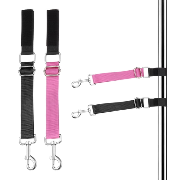 Uxcell Dog Grooming Loop, Dog Grooming Harness Table Arm Accessories Adjustable Secure and Stable Extender Bathing Restraint Leashes (Black/Magenta, 2 Pcs), for Pet Hair Cutting/Bathing