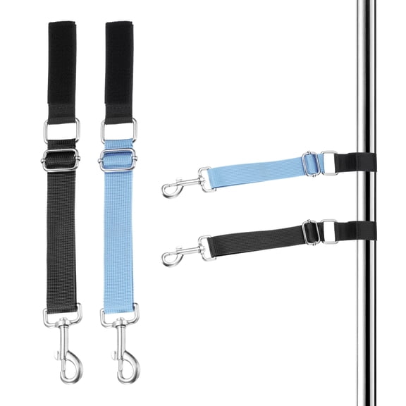 Uxcell Dog Grooming Loop, Dog Grooming Harness Table Arm Accessories Adjustable Secure and Stable Extender Bathing Restraint Leashes (Black/Sky Blue, 2 Pcs), for Pet Hair Cutting/Bathing
