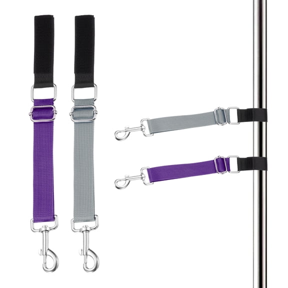 Uxcell Dog Grooming Loop, Dog Grooming Harness Table Arm Accessories Adjustable Secure and Stable Extender Bathing Restraint Leashes (Gray/Purple, 2 Pcs), for Pet Hair Cutting/Bathing