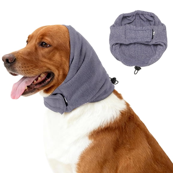 Dog Head Wrap, Cat Ear Wrap Ear Muffs Adjustable Quiet Head Cover Sleeves Anxiety Ease Head Protection No Shake, (Lavender, L), Intended for Pet Grooming/Force Drying/Fireworks