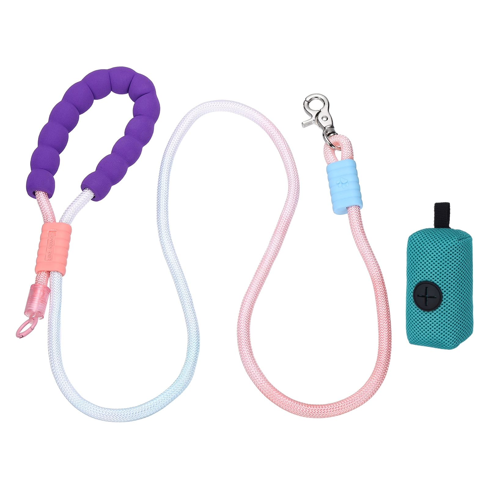 Uxcell Dog Leash with Padded Hands Free, 4.9ft/1.5m Adjustable Dog Training Leash, No Pull Heavy Duty Rope(Green Purple, Blue Bag), Intended for Large Medium Pet Running/Hiking/Walking
