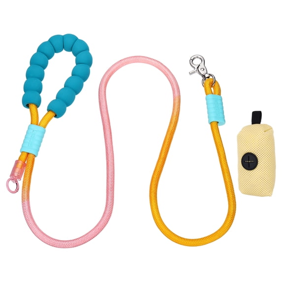 Uxcell Dog Leash with Padded Hands Free, 4.9ft/1.5m Adjustable Dog Training Leash, No Pull Heavy Duty Rope(Yellow Pink, Beige Bag), Intended for Large Medium Pet Running/Hiking/Walking