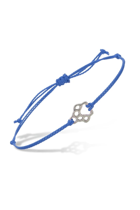 Dog Paw Print String Bracelet, Adjustable Handmade Braided Cords Rope BraceletwithPendant for Friendship DIY Craft Jewelry Decoration, Dark Blue