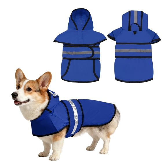 Uxcell Dog Raincoat, Dog Rain Jacket Waterproof Pet Rain Coat with Hooded Leash Hole, (Blue, 3XL), Intended for Puppies