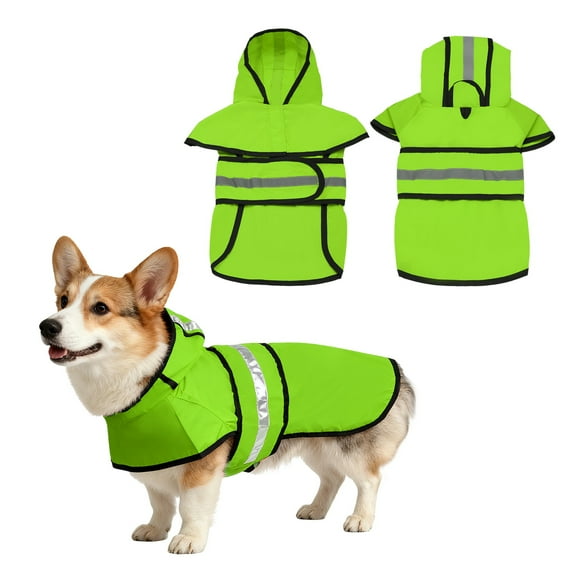 Uxcell Dog Raincoat, Dog Rain Jacket Waterproof Pet Rain Coat with Hooded Leash Hole, (Fluorescent Green, M), Intended for Puppies