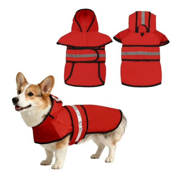 Uxcell Dog Raincoat, Dog Rain Jacket Waterproof Pet Rain Coat with Hooded Leash Hole, (Red, L), Intended for Puppies