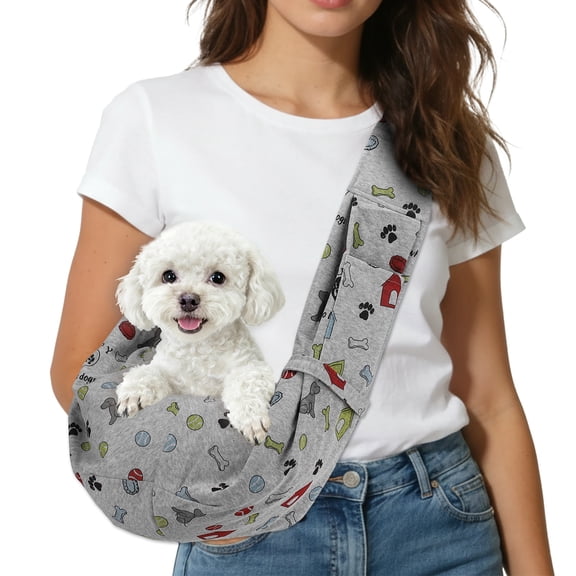 Uxcell Dog Sling Carrier for Small Dogs and Cats Up to 16.5 Lbs, Adjustable Buckle with Pocket Pet Cross Body Shoulder Bag, (Gray, 1 Pcs) Intended for Outdoor Travel / Camp