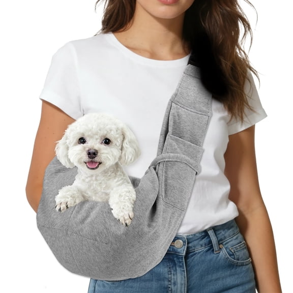 Uxcell Dog Sling Carrier for Small Dogs and Cats Up to 16.5 Lbs, Breathable Mesh with Buckle Pet Cross Body Shoulder Bag, (Gray, 1 Pcs) Intended for Outdoor Travel / Camp