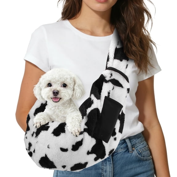 Uxcell Dog Sling Carrier for Small Dogs and Cats Up to 16.5 Lbs, Soft Breathable with Pocket Pet Cross Body Shoulder Bag, (White, 1 Pcs) Intended for Outdoor Travel / Camp