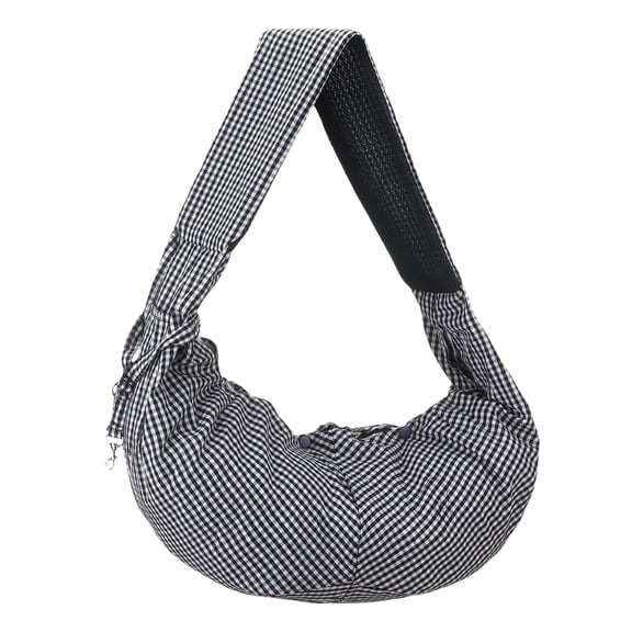 Uxcell Dog Sling Carrier for Small Dogs and Cats Up to 16.5 Lbs, Soft Pouch Plaid with Pocket Pet Cross Body Shoulder Bag, (Black-White, 1 Pcs) Intended for Outdoor / Travel